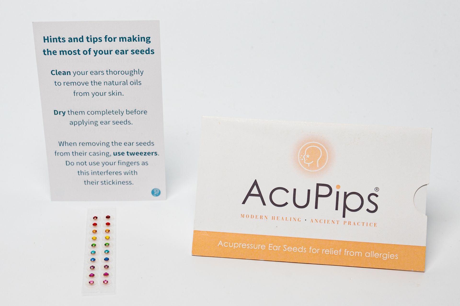 AcuPips product packaging with instructions on a white background